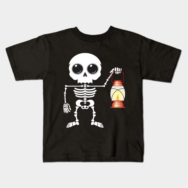 Little Skeleton Kids T-Shirt by Ferrous Frog